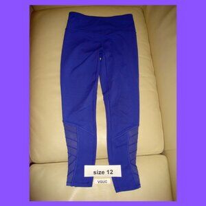 Ivivva Girl by Lululemon 🍋Fast And Flow Pant purple with mesh high rise size 12